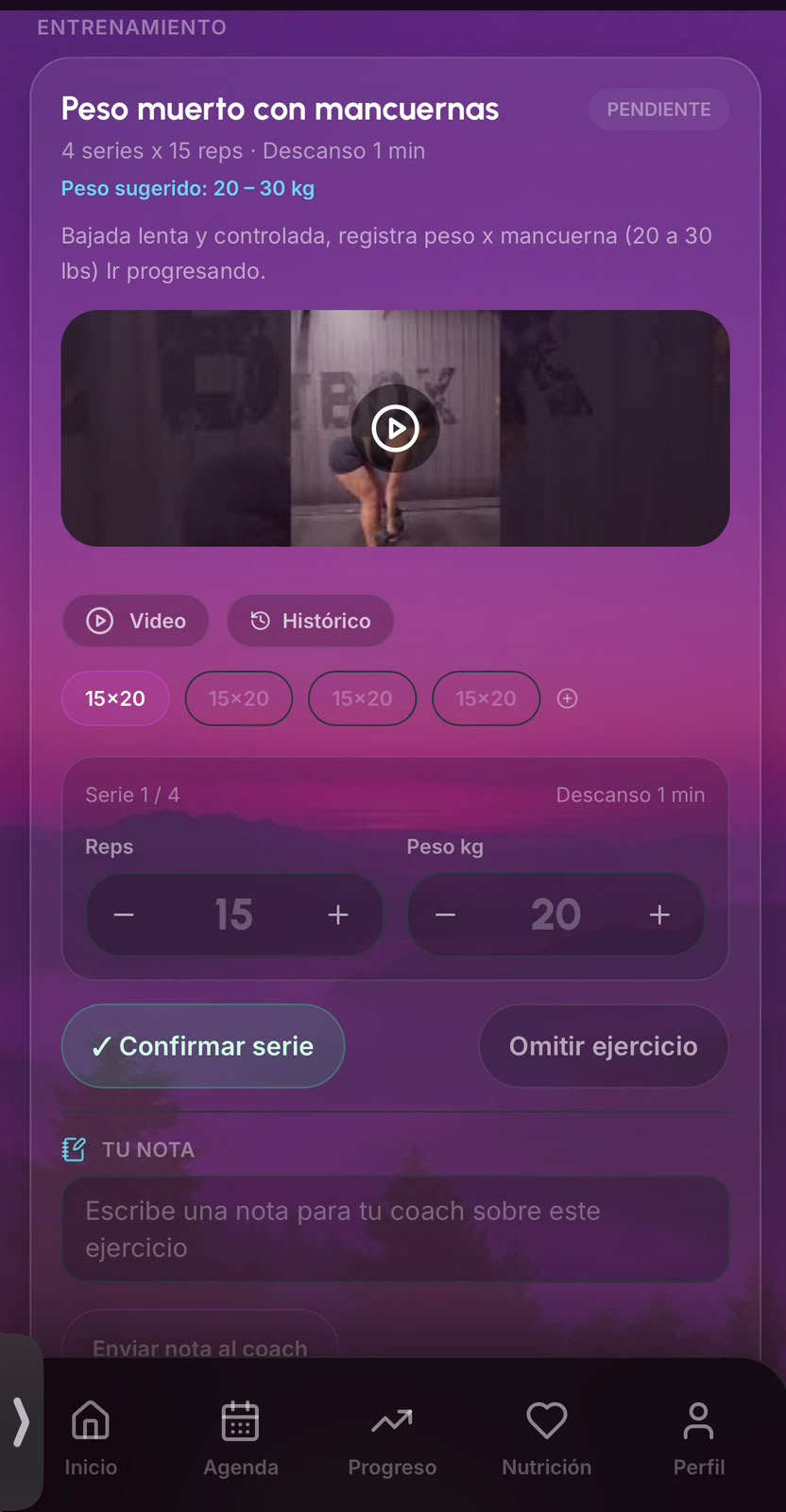 Detalle de ejercicio con video